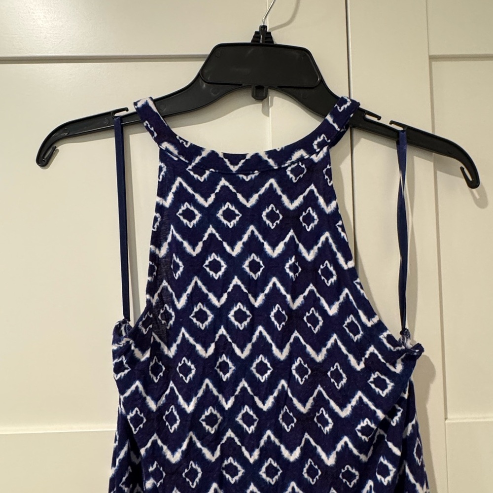 Loft Navy Batik Patterned Halter Swing Dress; Sma… - image 6